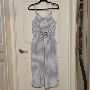 Japna Striped Blue and White Button Dress